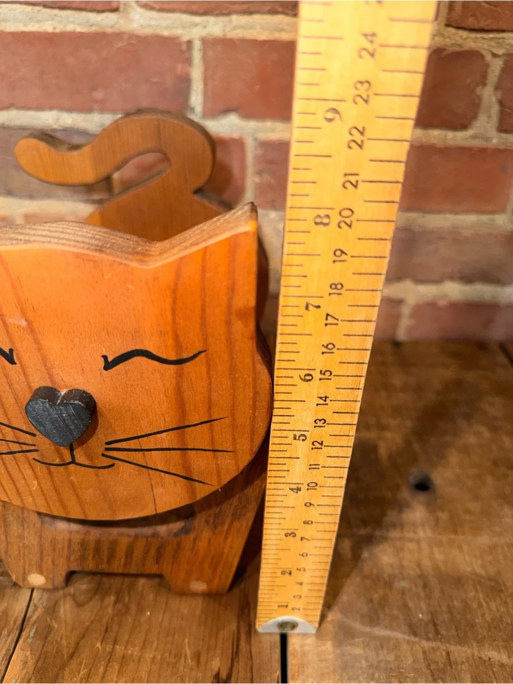 Handcrafted Wooden Cat Napkin Holder - Orange Wood